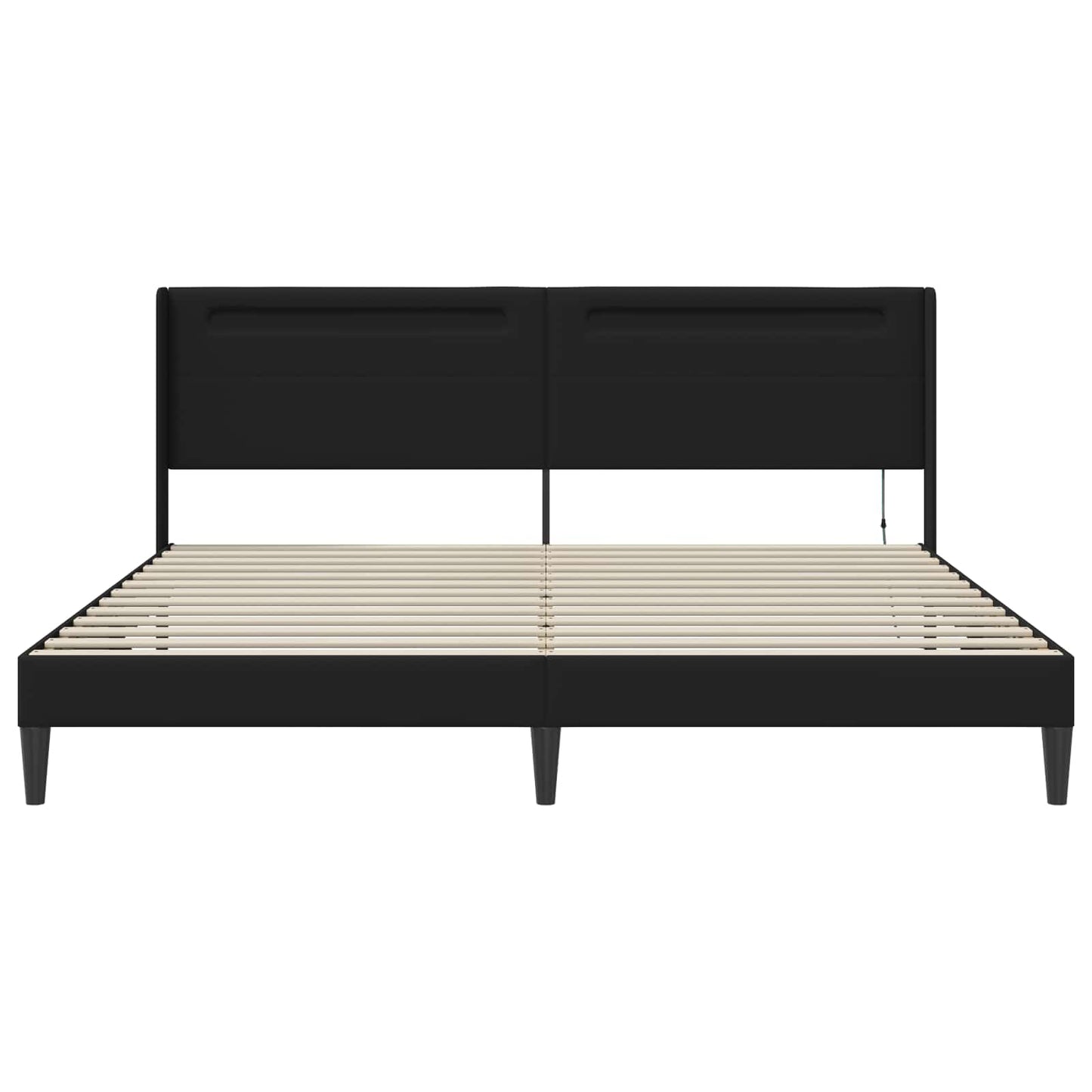 Rám Postele S Led Pásky S Čelo Černá 180 X 200 Cm Umělá Kůže