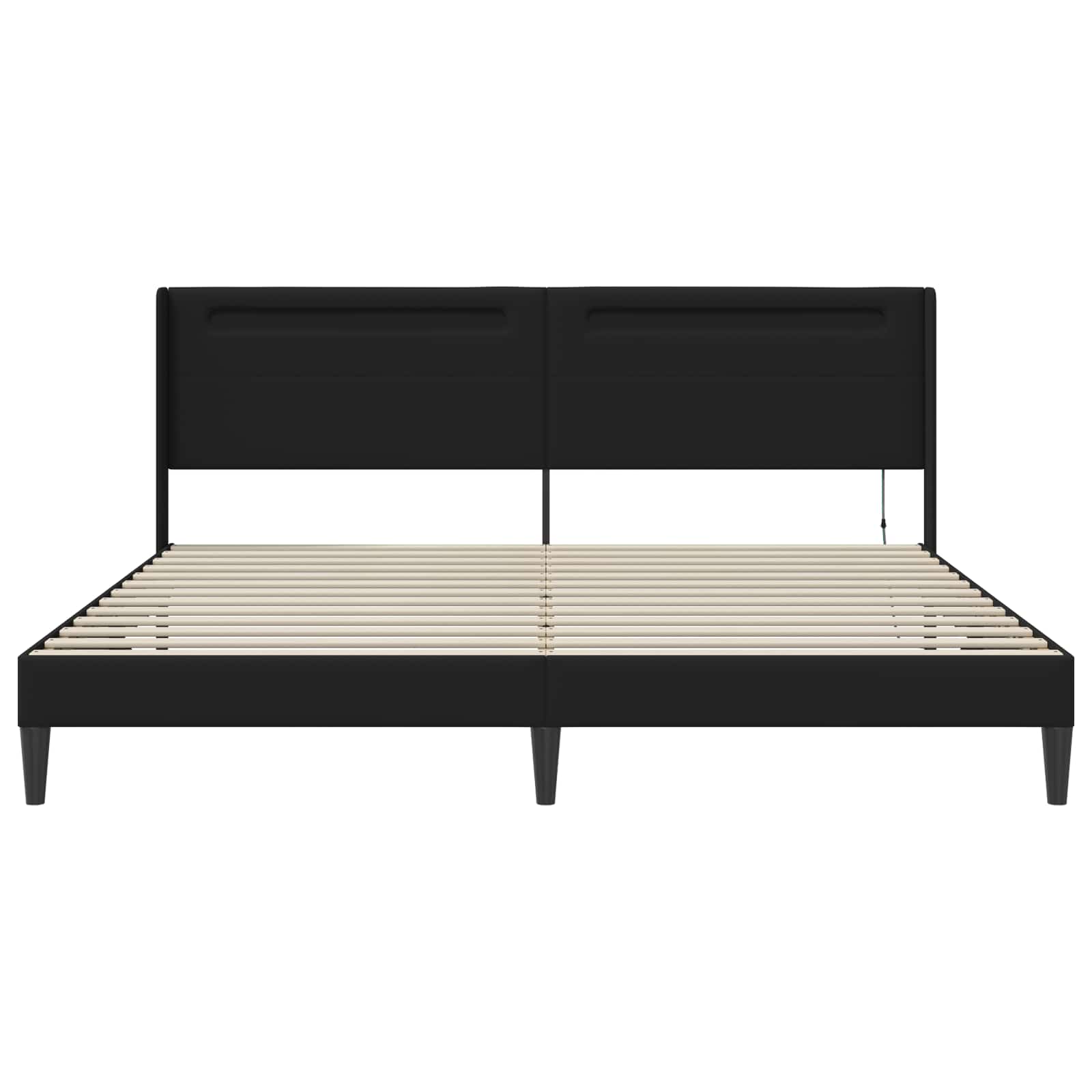 Rám Postele S Led Pásky S Čelo Černá 180 X 200 Cm Umělá Kůže