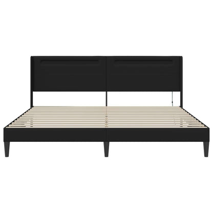 Rám Postele S Led Pásky S Čelo Černá 180 X 200 Cm Umělá Kůže