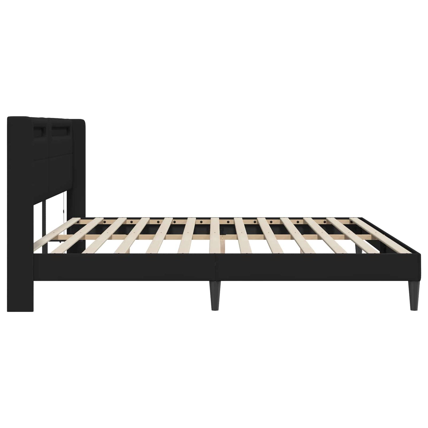 Rám Postele S Led Pásky S Čelo Černá 180 X 200 Cm Umělá Kůže
