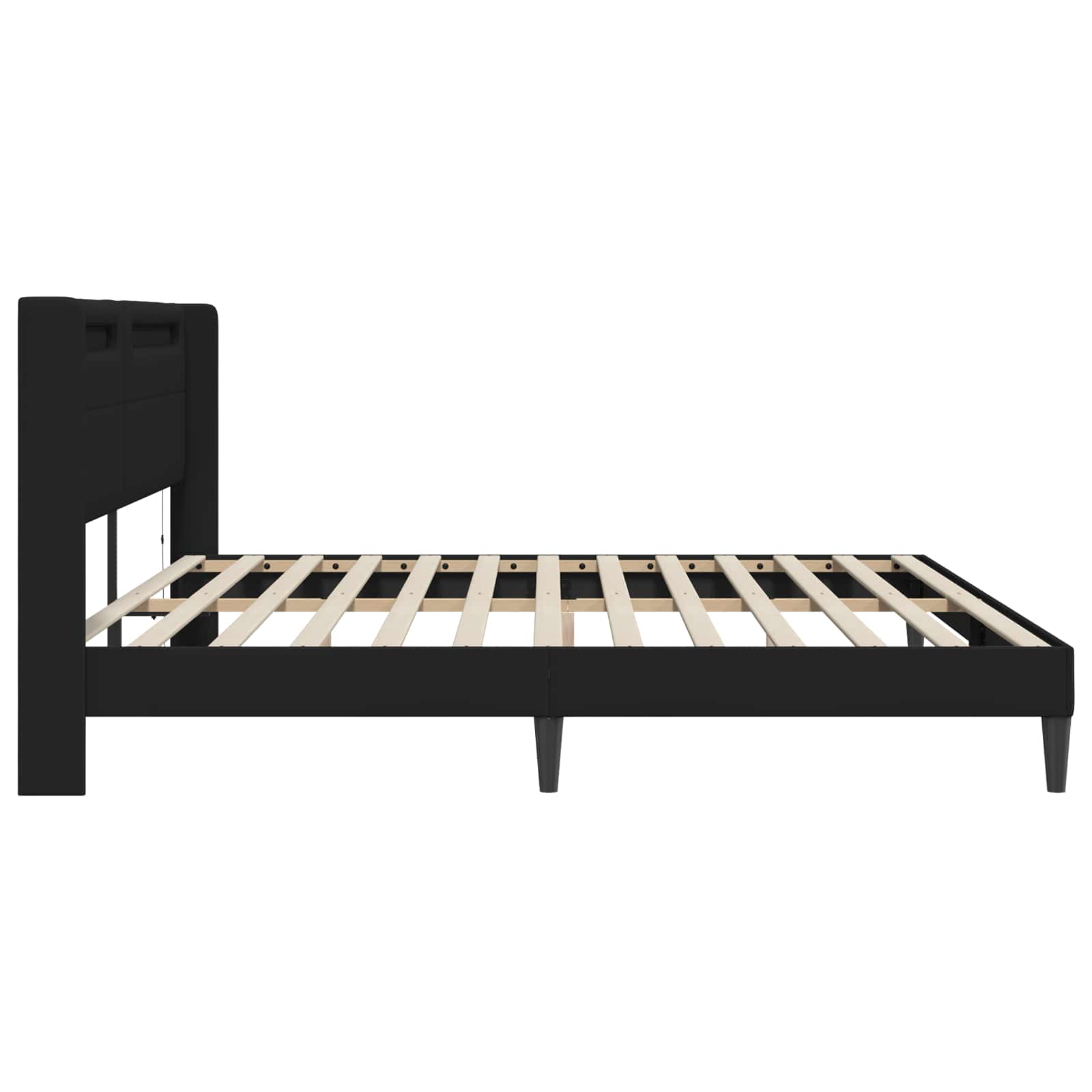Rám Postele S Led Pásky S Čelo Černá 180 X 200 Cm Umělá Kůže
