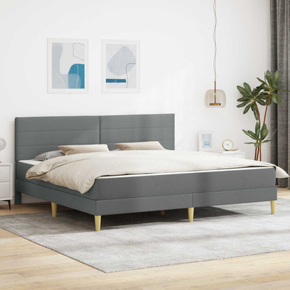 Rám Postele S Matrací Tmavě Šedá 90 X 190 Cm Textil