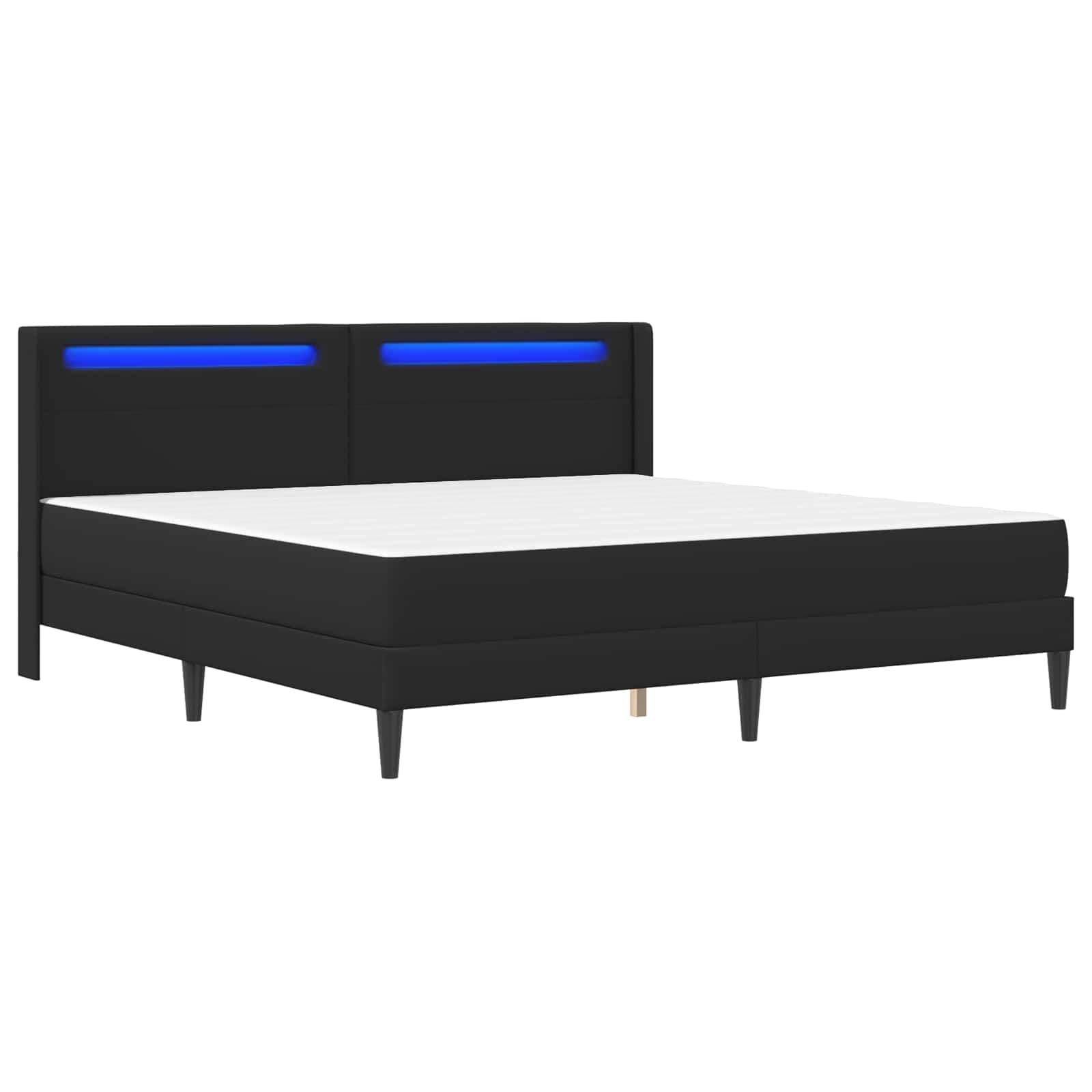 Rám Postele S Matrací S Led Pásky Černý 180 X 200 Cm Umělá Kůže