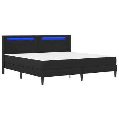 Rám Postele S Matrací S Led Pásky Černý 180 X 200 Cm Umělá Kůže