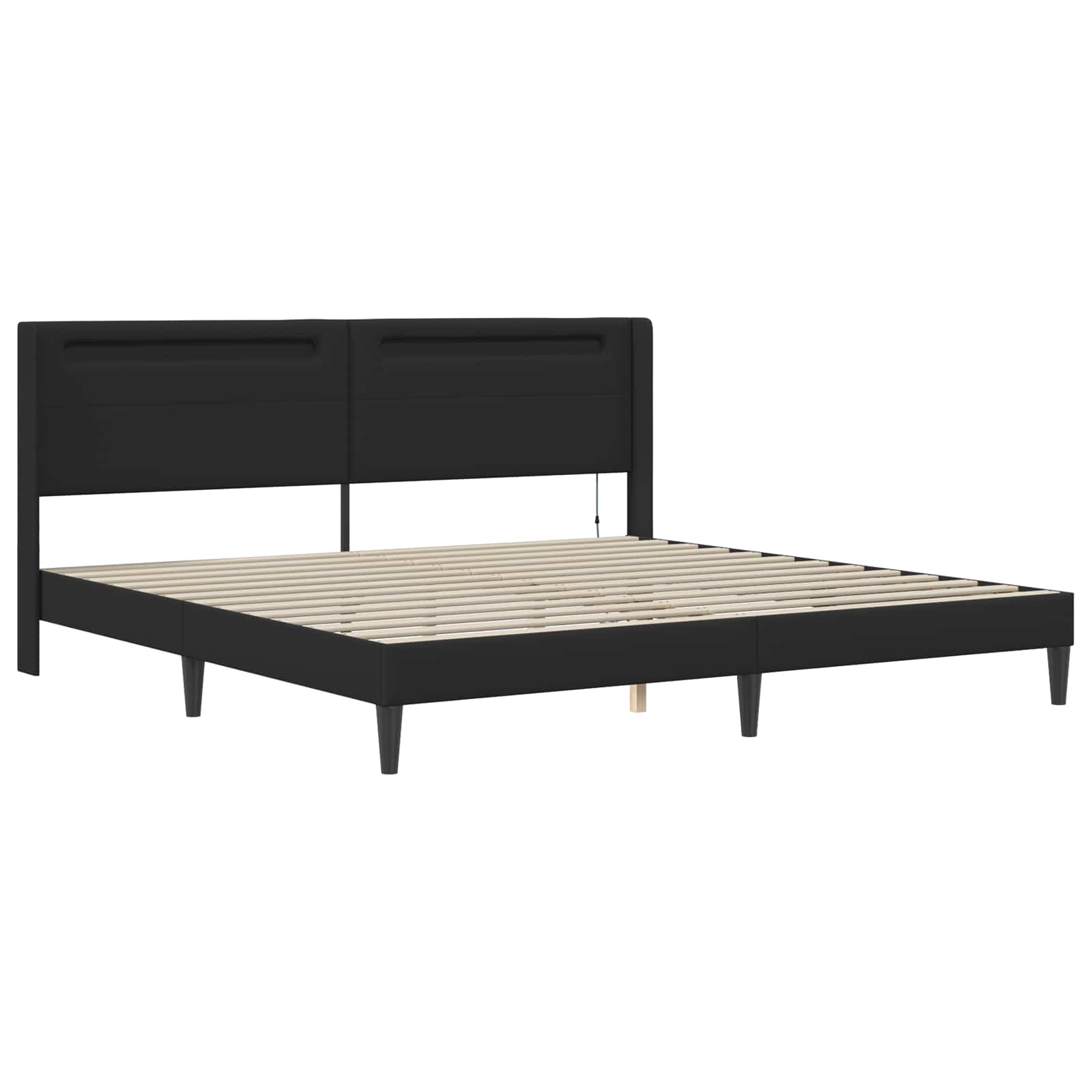 Rám Postele S Matrací S Led Pásky Černý 180 X 200 Cm Umělá Kůže