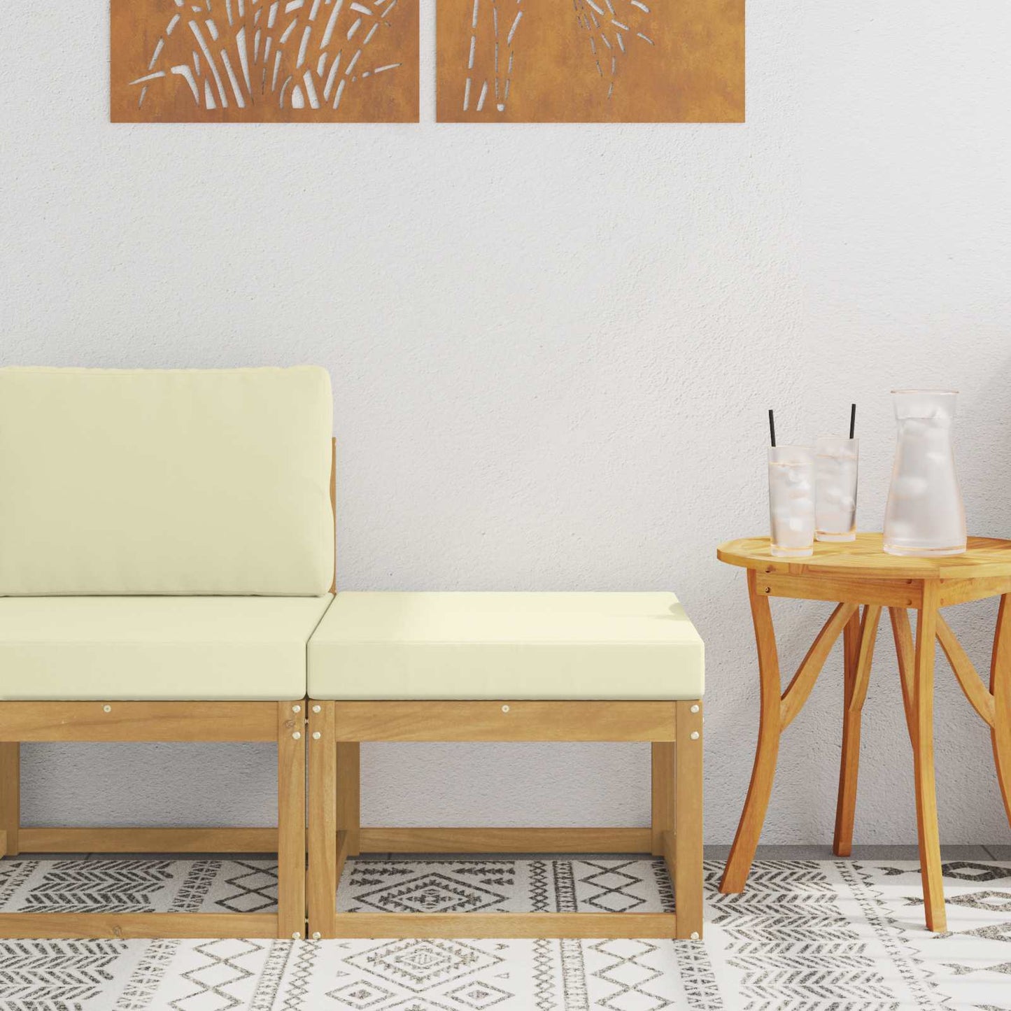Outdoor Hocker Masivní Akátové Dřevo Bílá