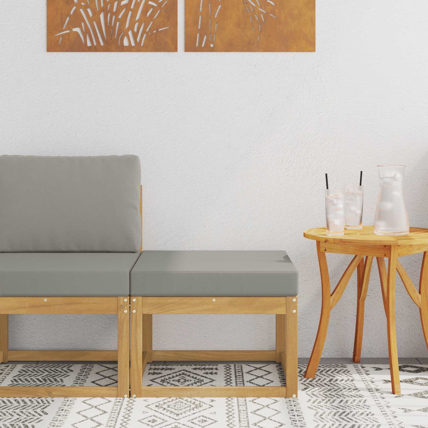 Outdoor Hocker Masivní Akátové Dřevo Bílá
