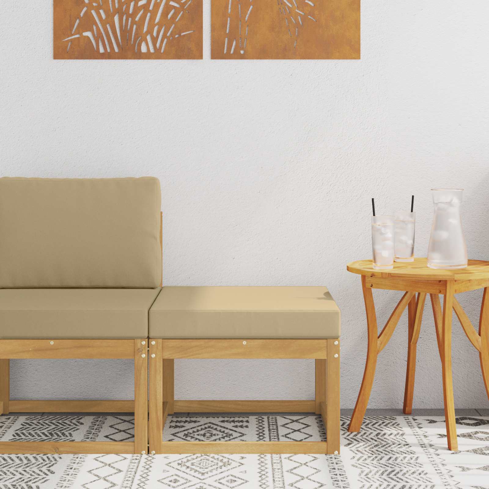 Outdoor Hocker Masivní Akátové Dřevo Bílá
