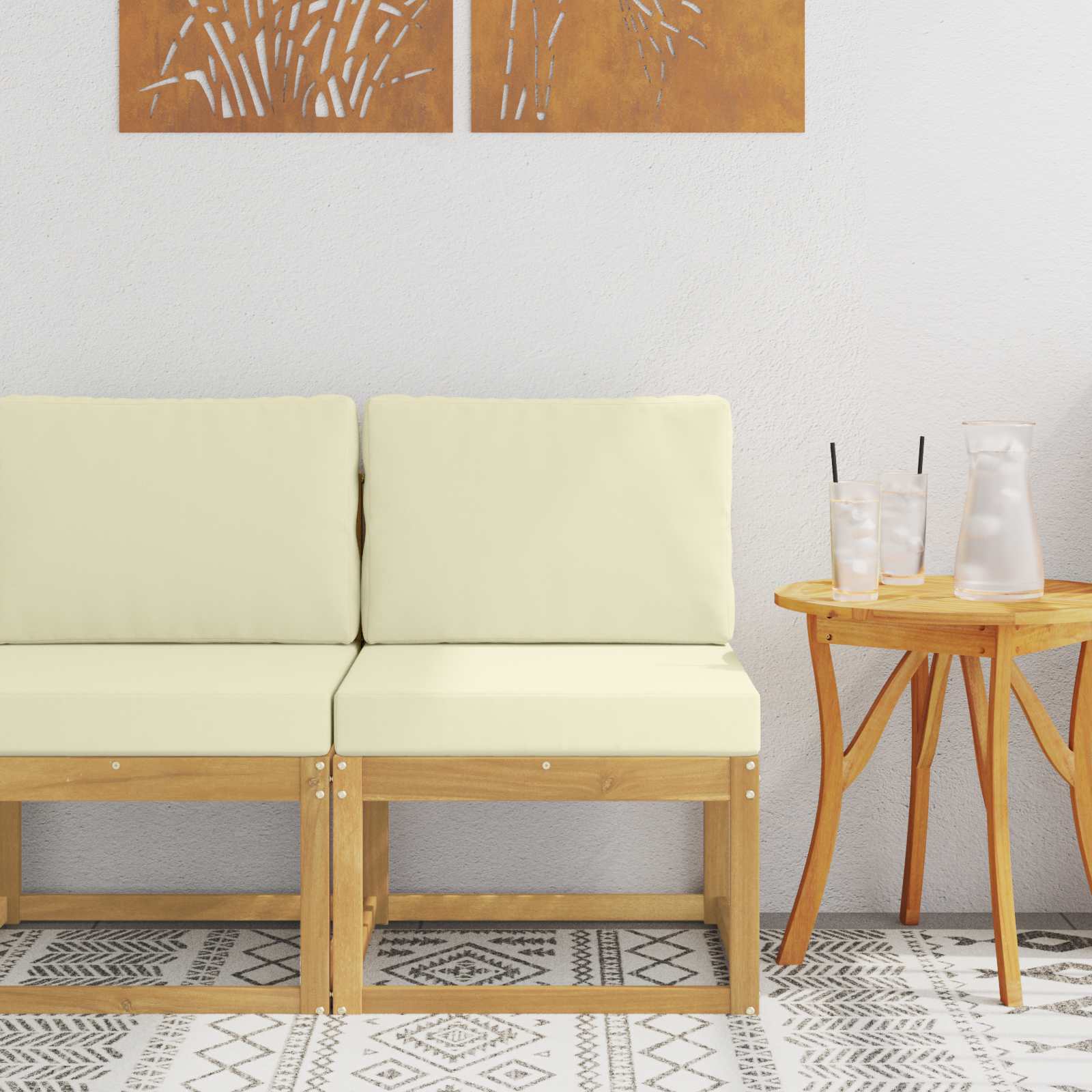 Venkovní Pohovková Souprava Bílá A Krémová 59 X 63 X 73 Cm