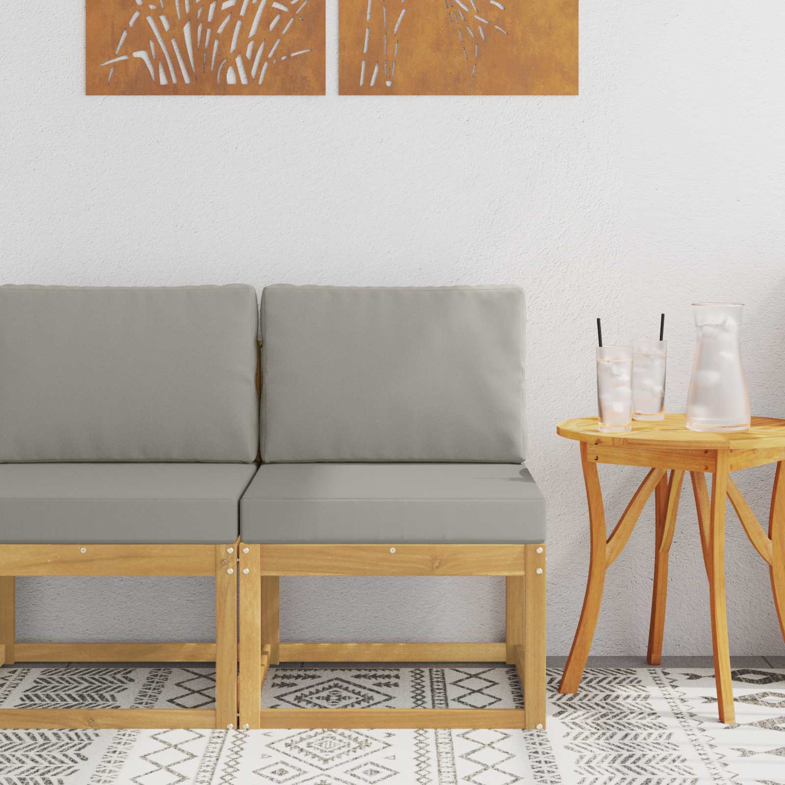 Venkovní Pohovková Souprava Bílá A Světlá Šedá 59 X 63 X 73 Cm