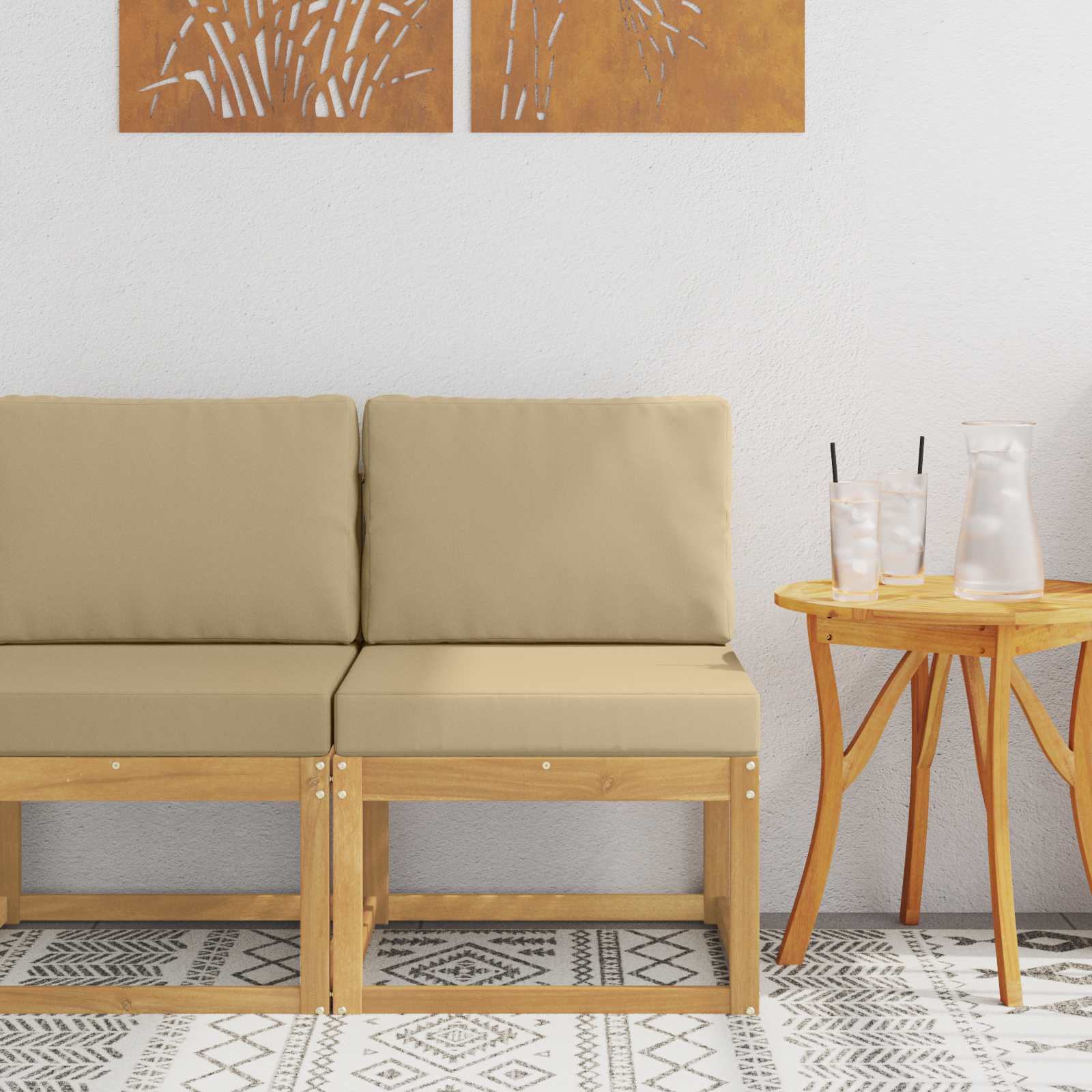 Venkovní Pohovková Souprava Bílá A Béžová 59 X 63 X 73 Cm
