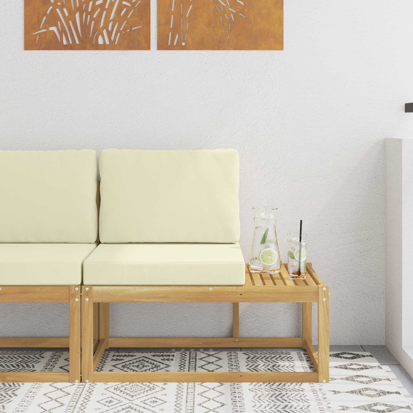 Venkovní Koncová Pohovka S Polštářem Bílá 91 X 63 X 73 Cm
