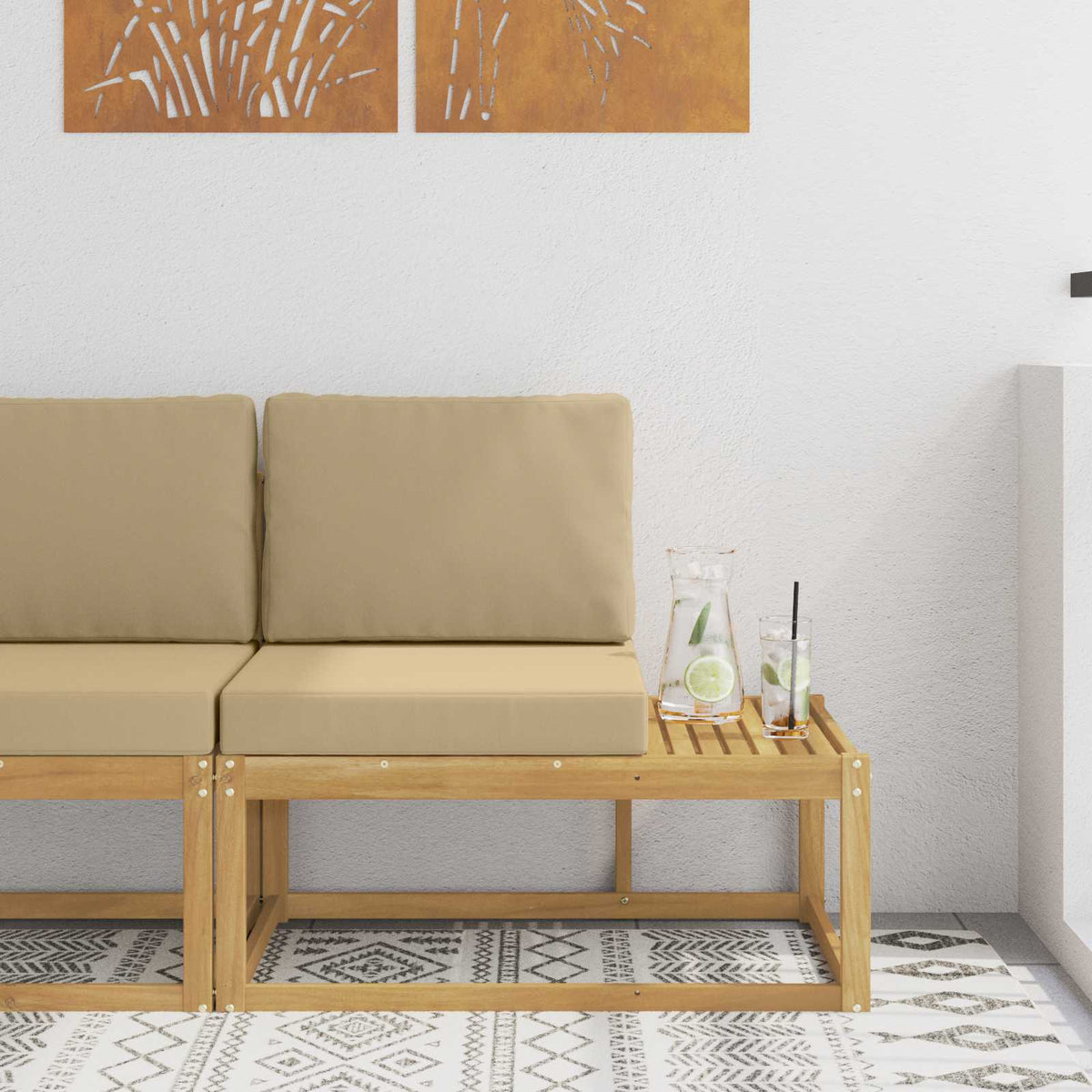 Venkovní Koncová Pohovka S Polštářem Bílá 91 X 63 X 73 Cm
