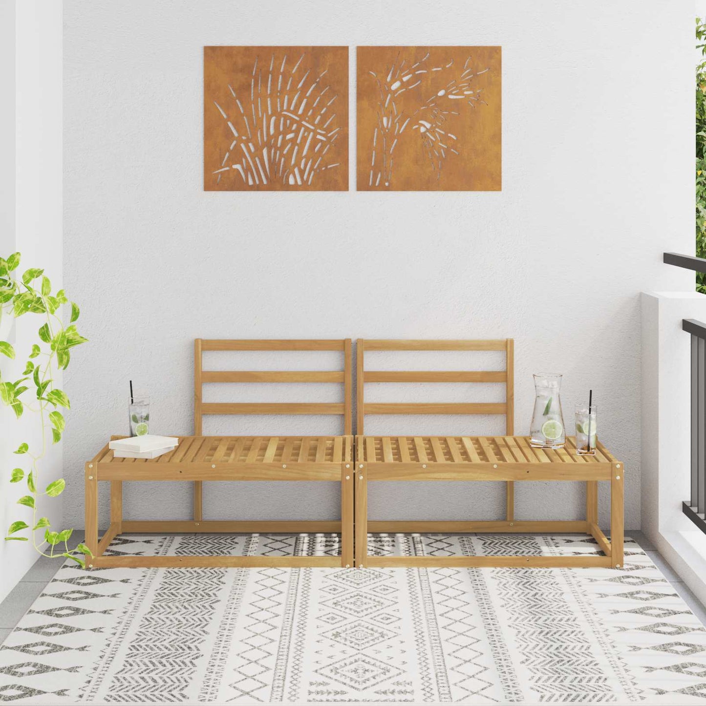 Venkovní Koncová Pohovka 2 Kus Bílá 182,5 X 63 X 73 Cm
