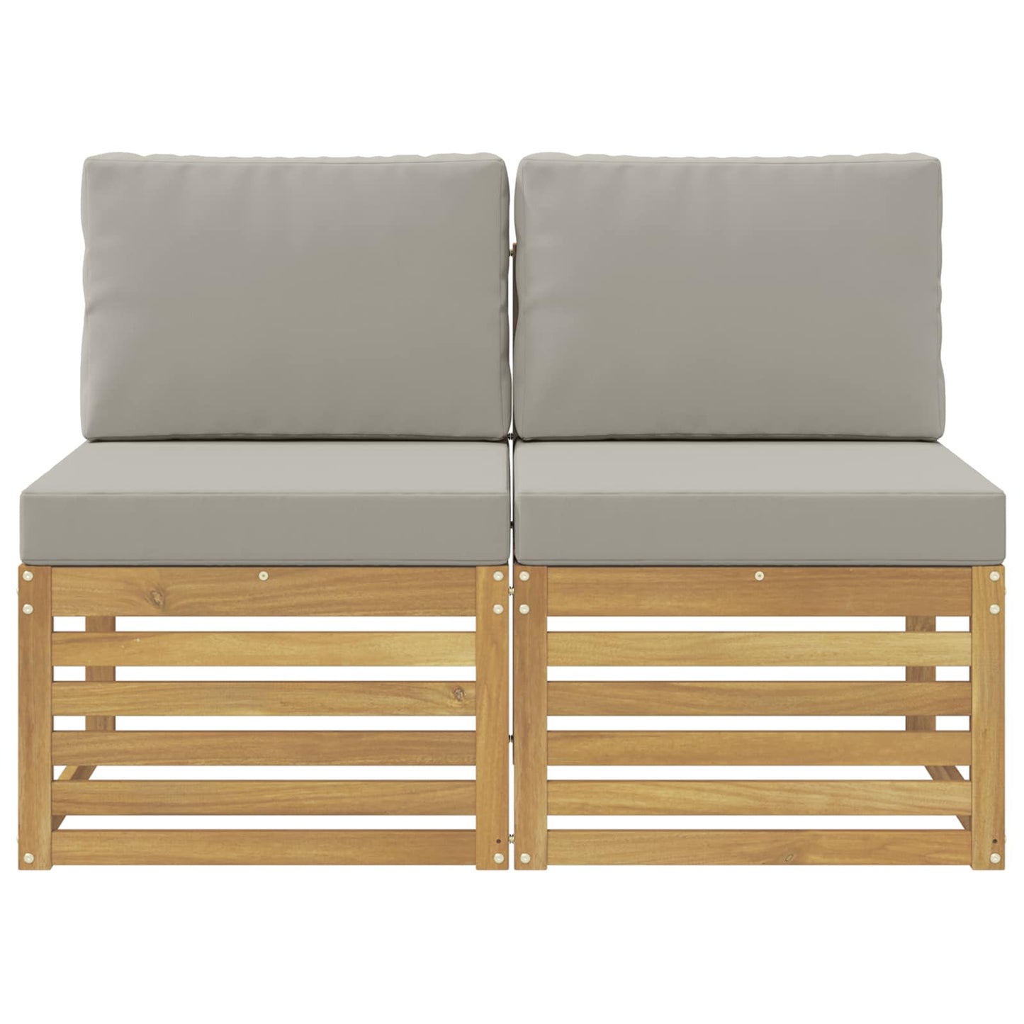 2 Kus Venkovní Střední Pohovka Masivní Akátové Dřevo Bílá