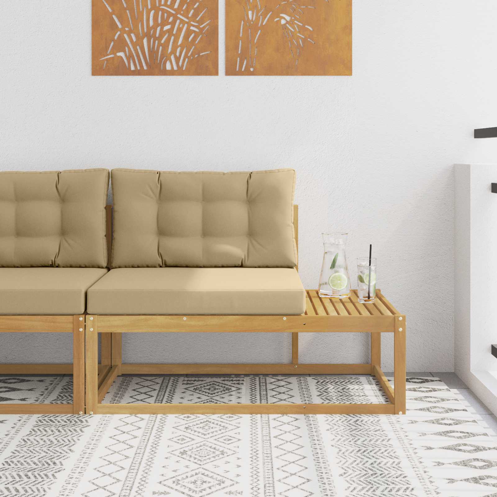 Venkovní Koncová Pohovka Bílá 115 X 83 X 73 Cm Polyester