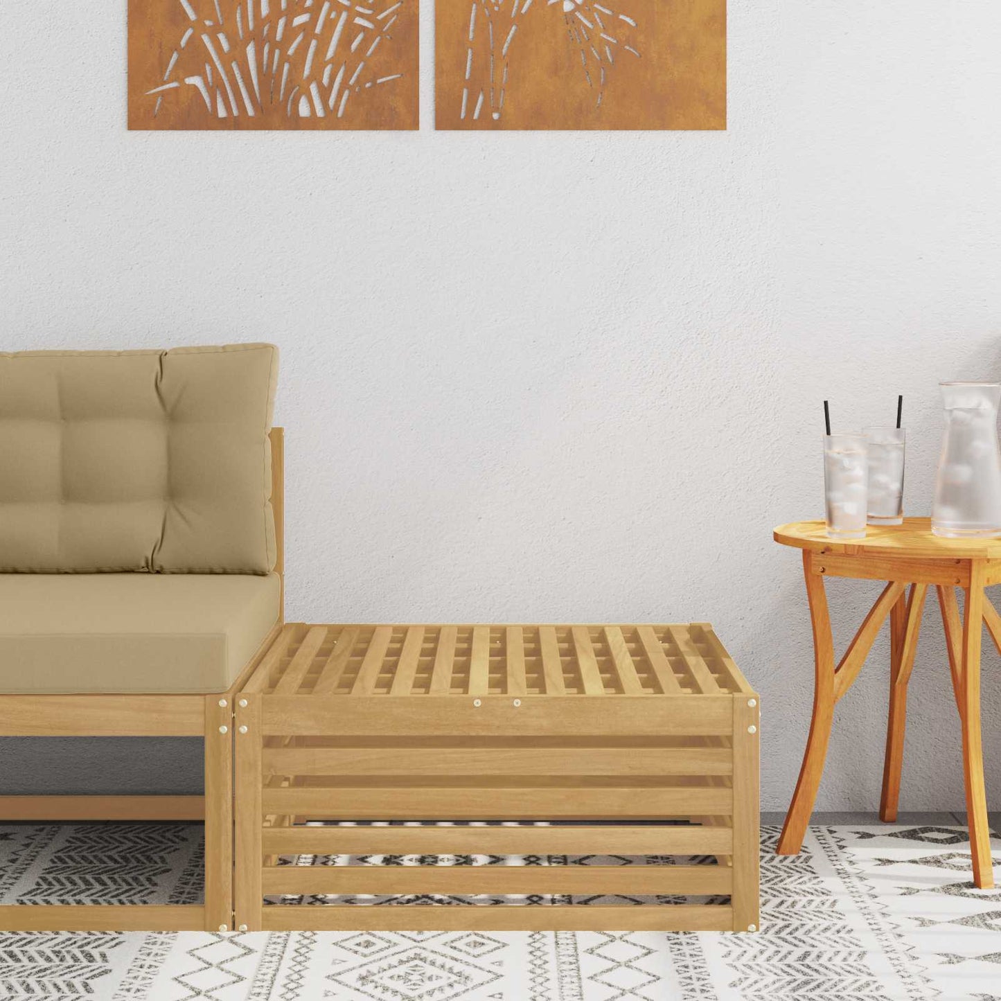 Venkovní Podnožka Masivní Akátové Dřevo Bílá 79 X 79 X 37 Cm