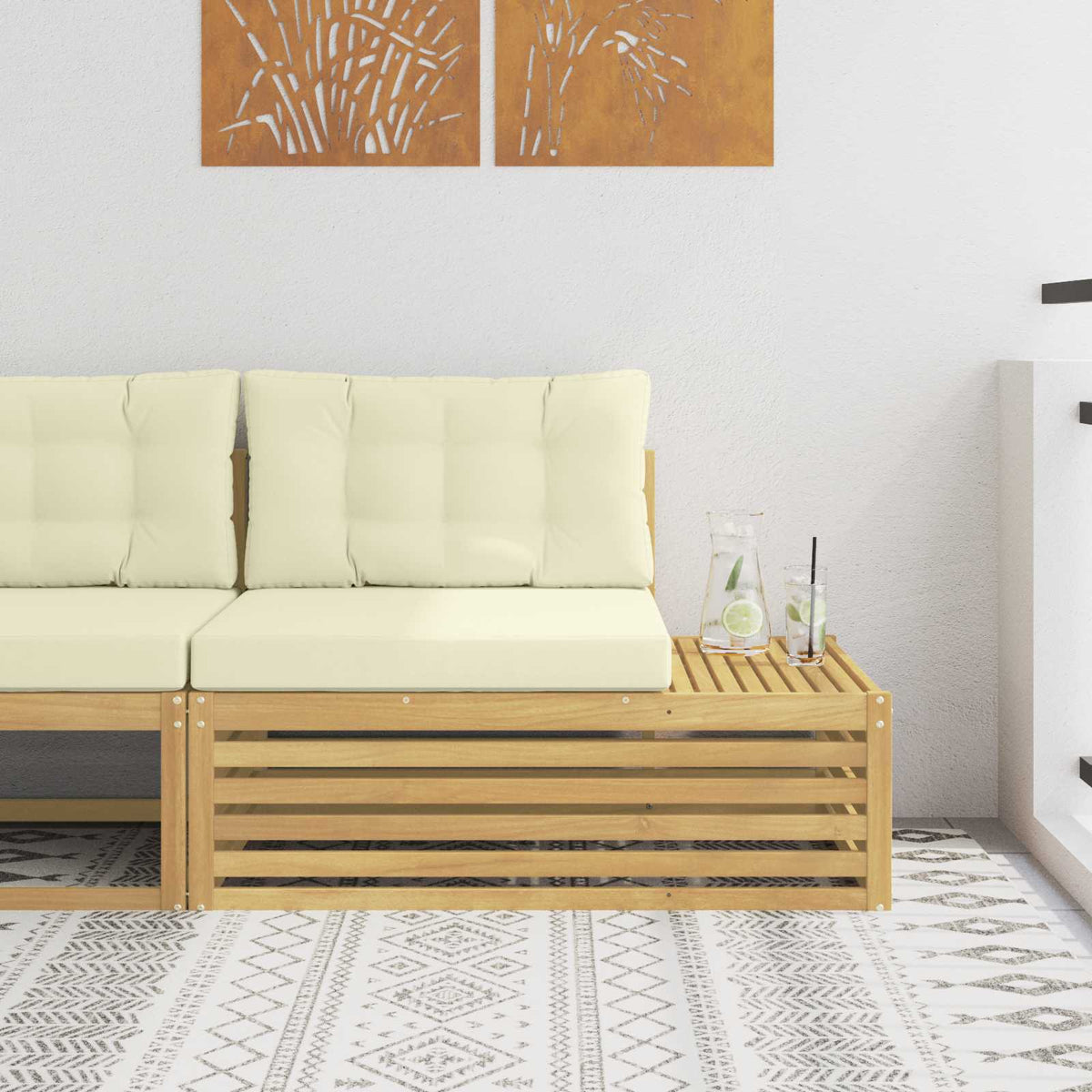 Venkovní Koncový Pohovka S Polštářem Bílá 115 X 83 X 73 Cm
