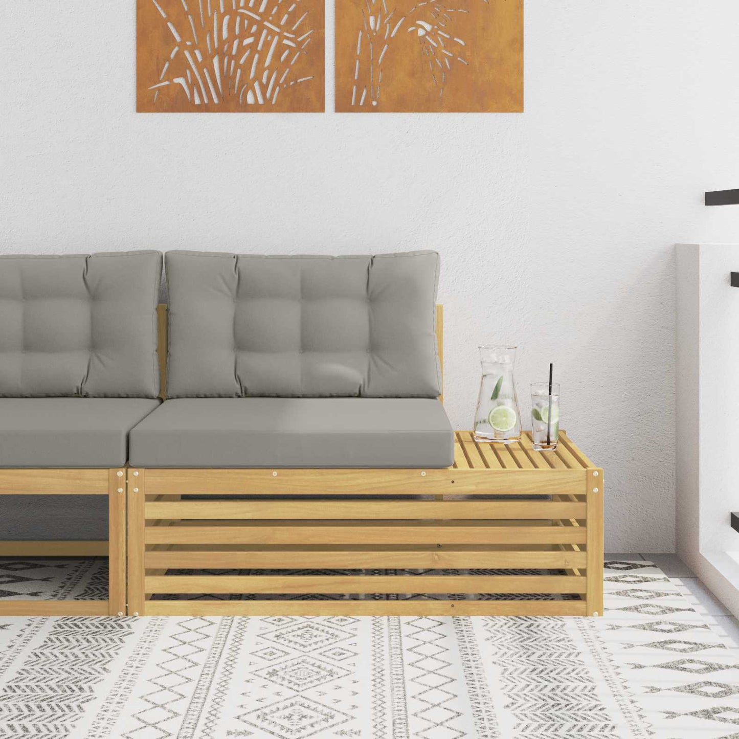 Venkovní Koncová Pohovka S Polštářem Bílá 115 X 83 X 73 Cm