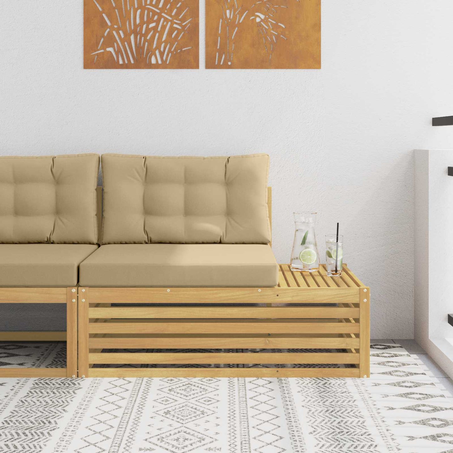 Venkovní Koncová Pohovka S Polštářem Bílá 115 X 83 X 73 Cm