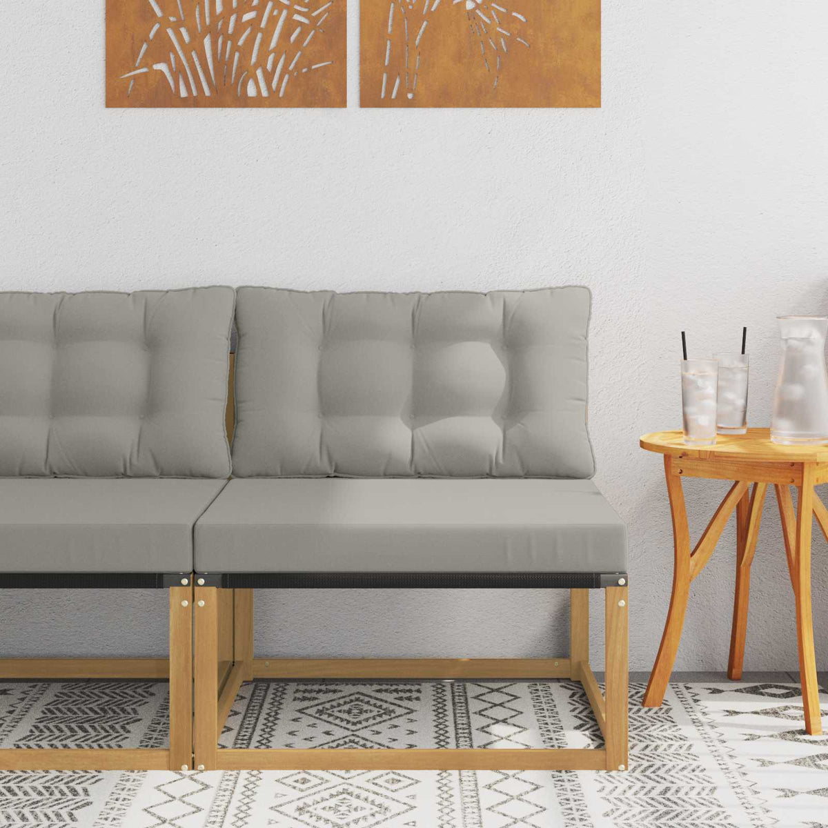 Venkovní Střední Pohovka S Polštářem Bílá 79 X 83 X 73 Cm Ocel