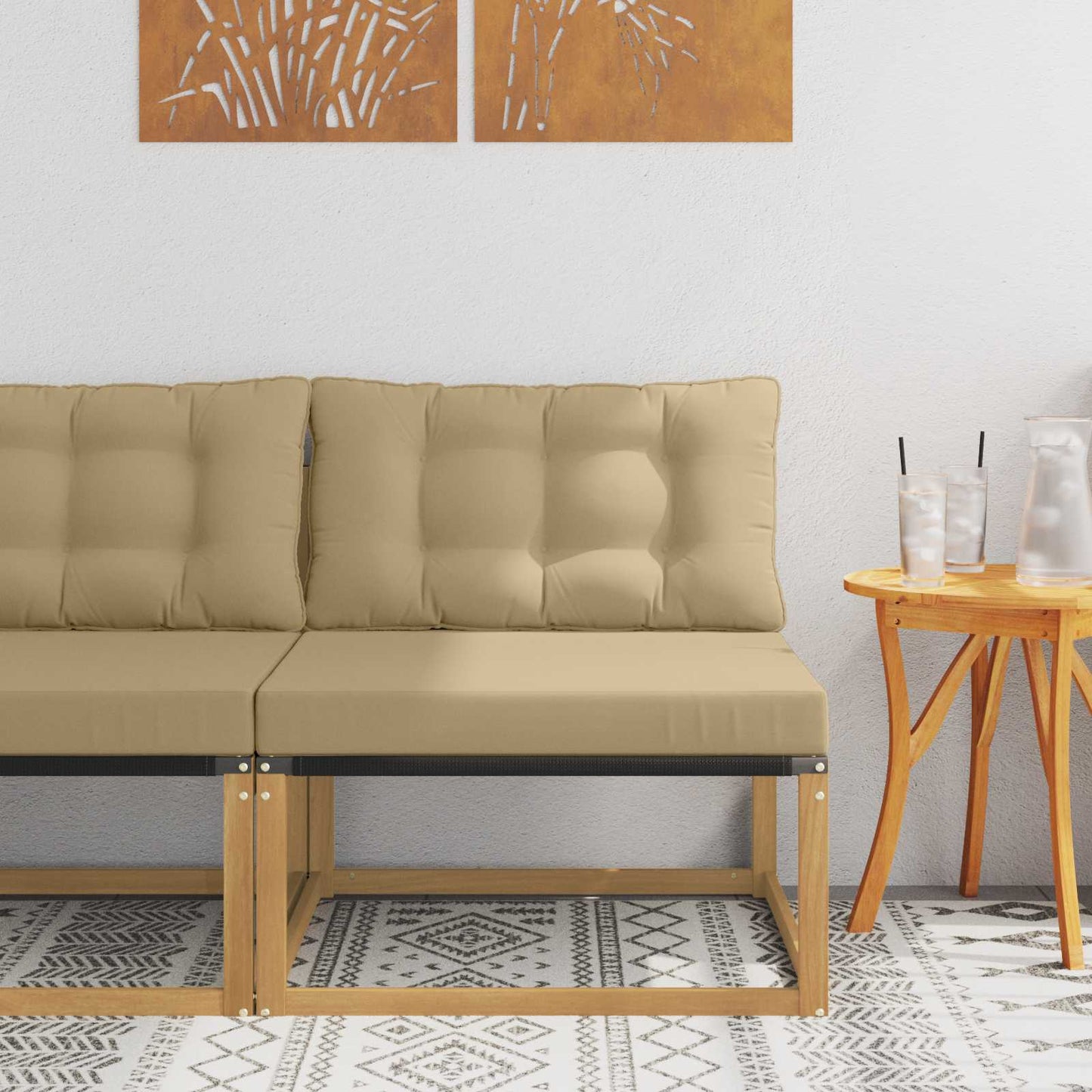 Venkovní Střední Pohovka S Polštářem Bílá 79 X 83 X 73 Cm Ocel