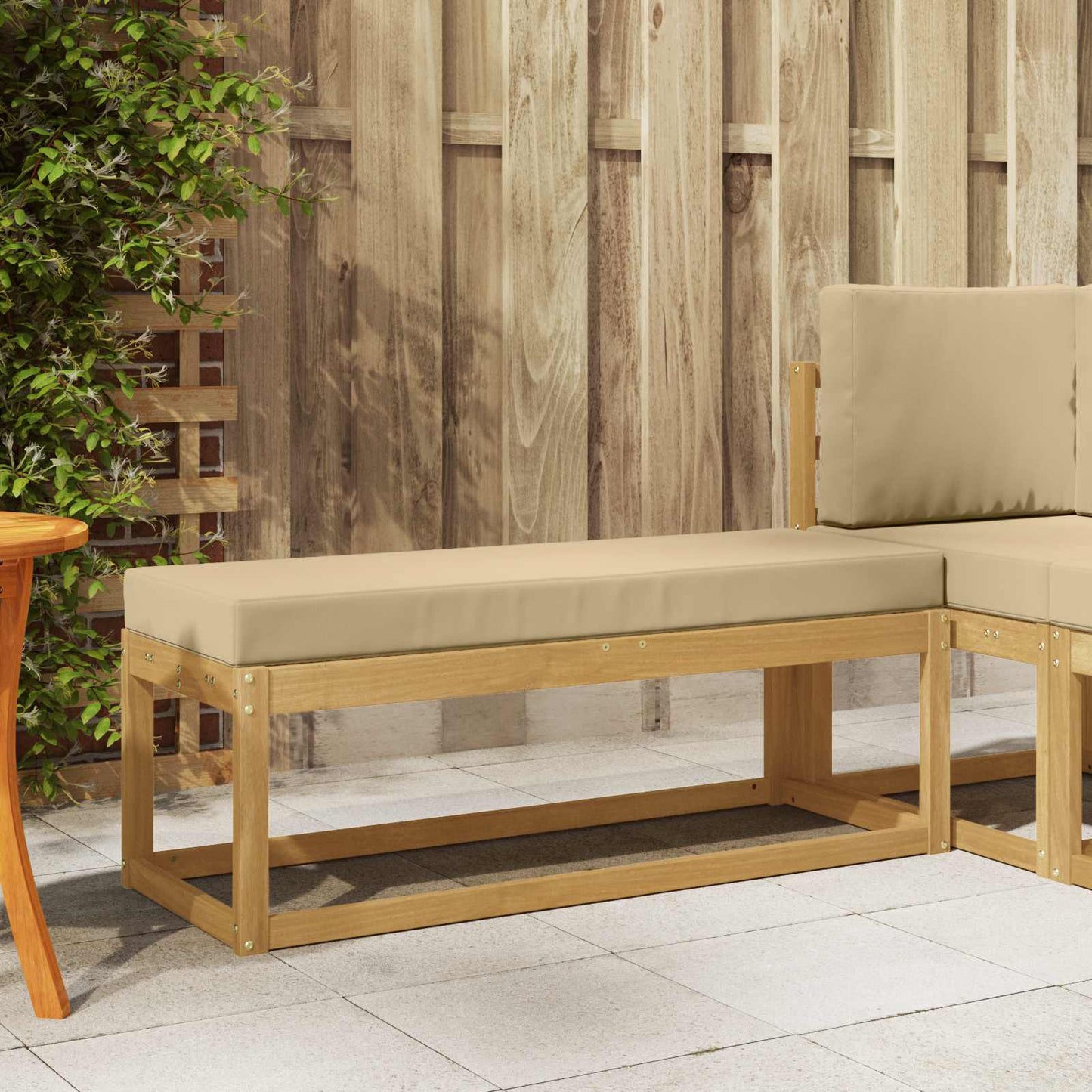 Outdoorový Stoličkový Benč S Polštářem Bílá 115 X 43 X 45 Cm