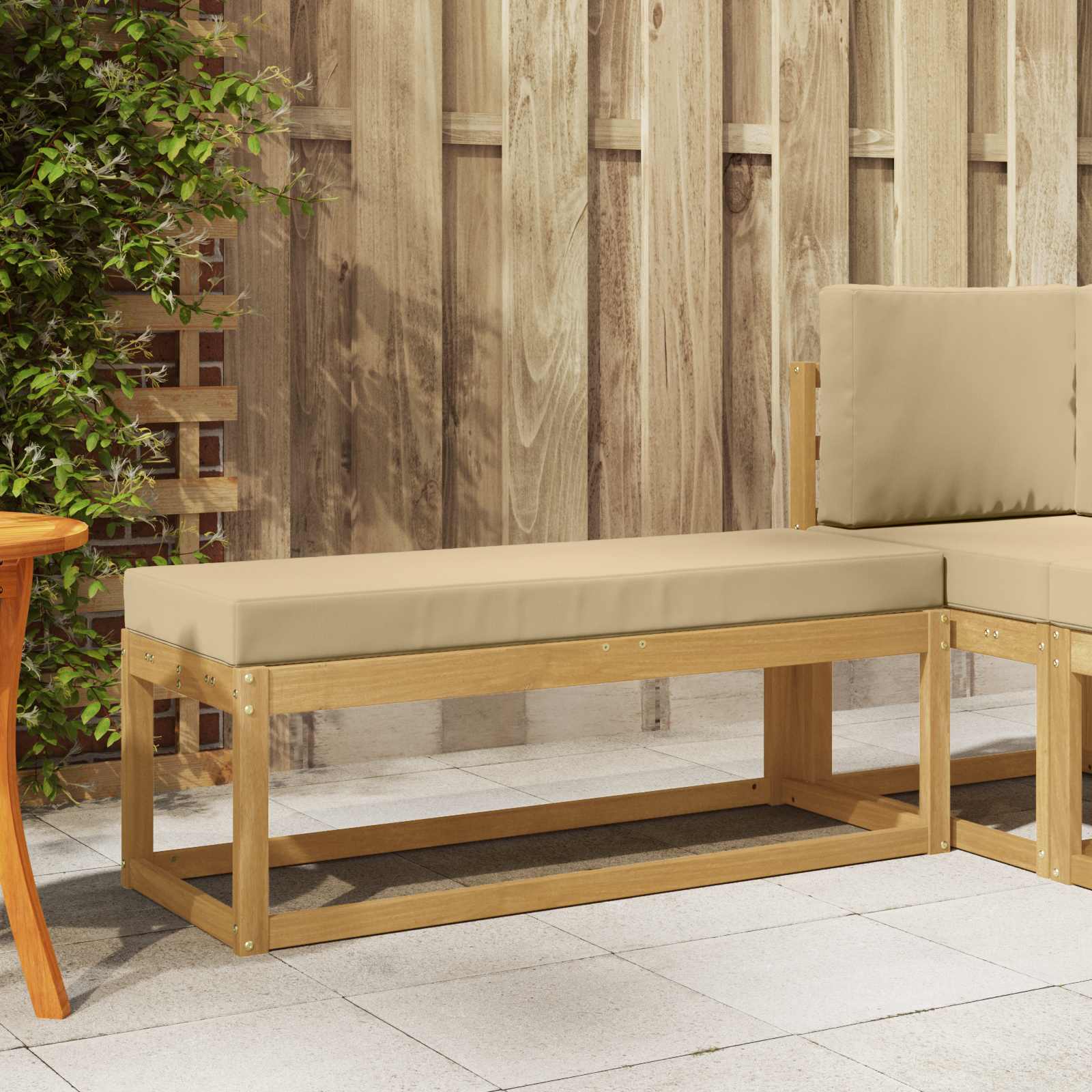 Outdoorový Stoličkový Benč S Polštářem Bílá 115 X 43 X 45 Cm