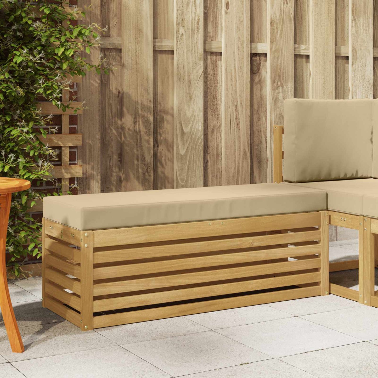 Outdoorový Stoličkový Benč S Polštářem Bílá 115 X 43 X 45 Cm