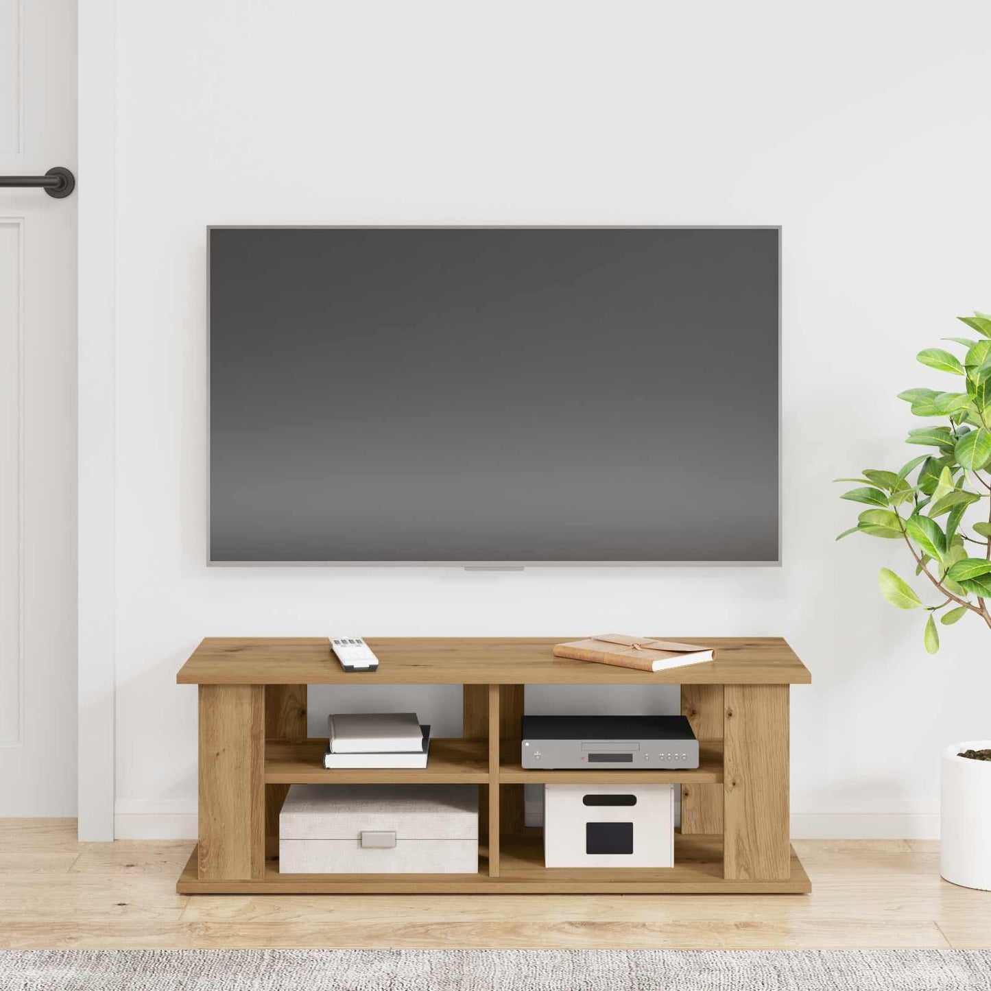Stojan Na Tv 96 X 35 X 33,5 Cm Artisanový Dub Dřevěný Materiál