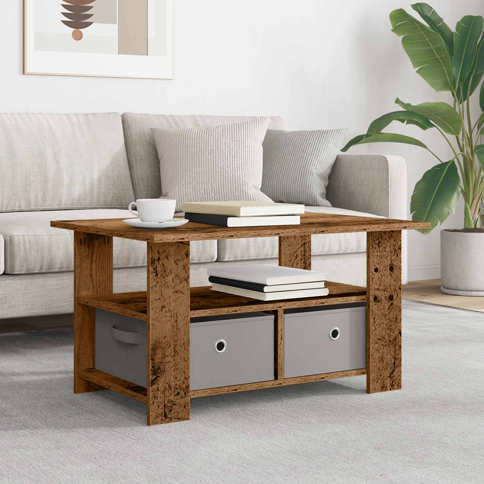 Konferenční Stolek Staré Dřevo 77 X 55 X 42 Cm Kompozitní Dřevo