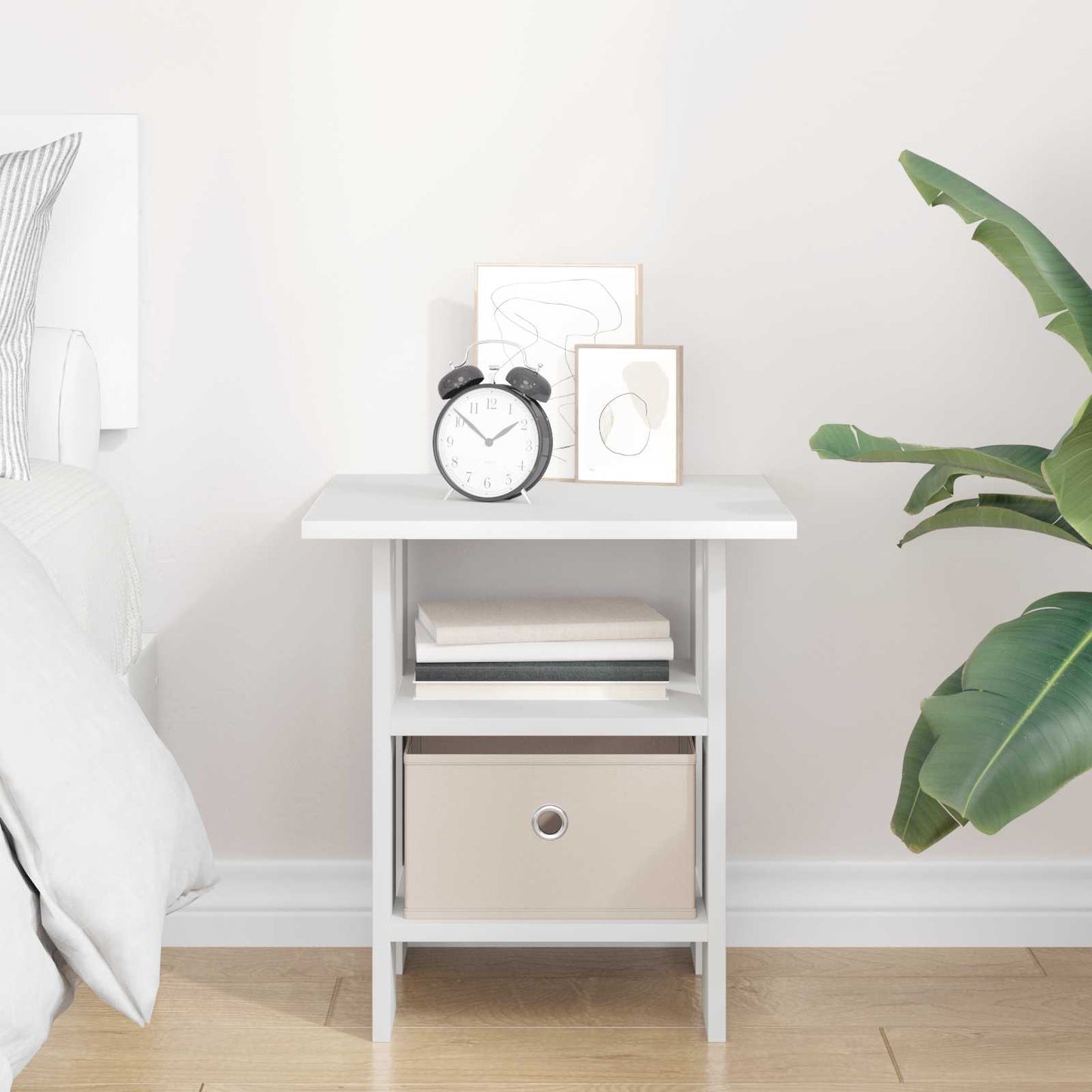 Noční Stolek Bílá 41 X 40 X 45 Cm Kompozitní Dřevo
