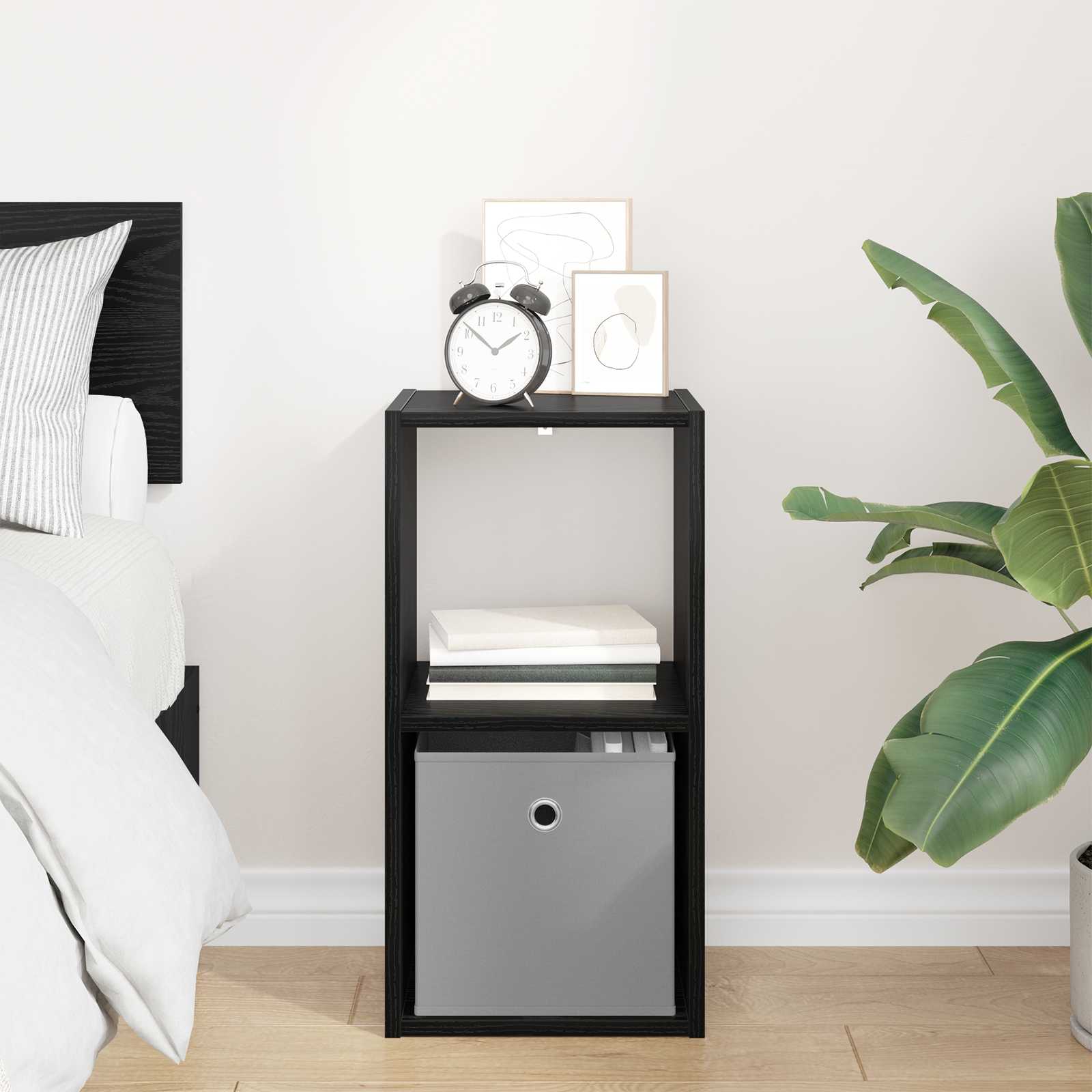 Noční Stolek Černý Dub 30,5 X 27 X 59,5 Cm Kompozitní Dřevo
