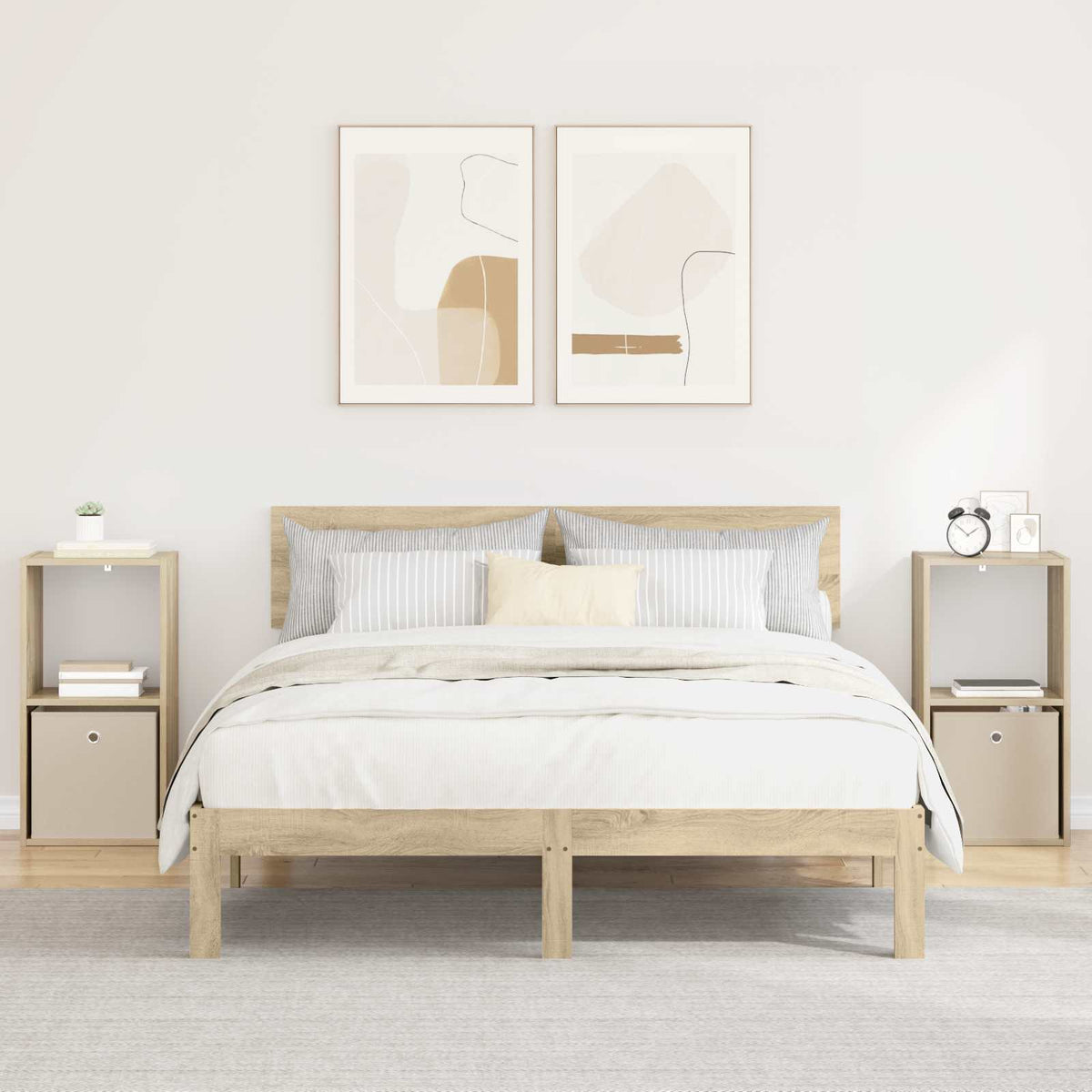 Noční Stolek 2 Ks Sonoma Dub 35 X 32 X 68,5 Cm Kompozitní Dřevo
