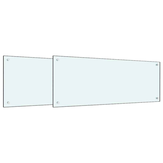 Kuchyňský Obklad 2 Ks Bílá 100 X 40 Cm Tvrzené Sklo