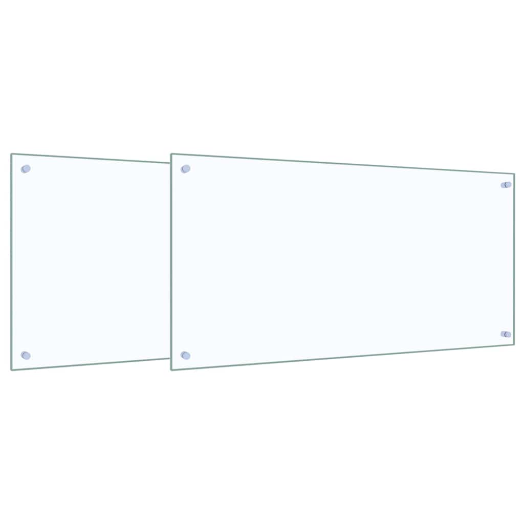 Kuchyňský Obklad 2 Ks Transparentní 100 X 50 Cm Tvrzené Sklo