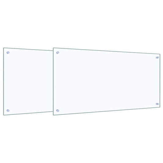 Kuchyňský Obklad 2 Ks Transparentní 100 X 50 Cm Tvrzené Sklo