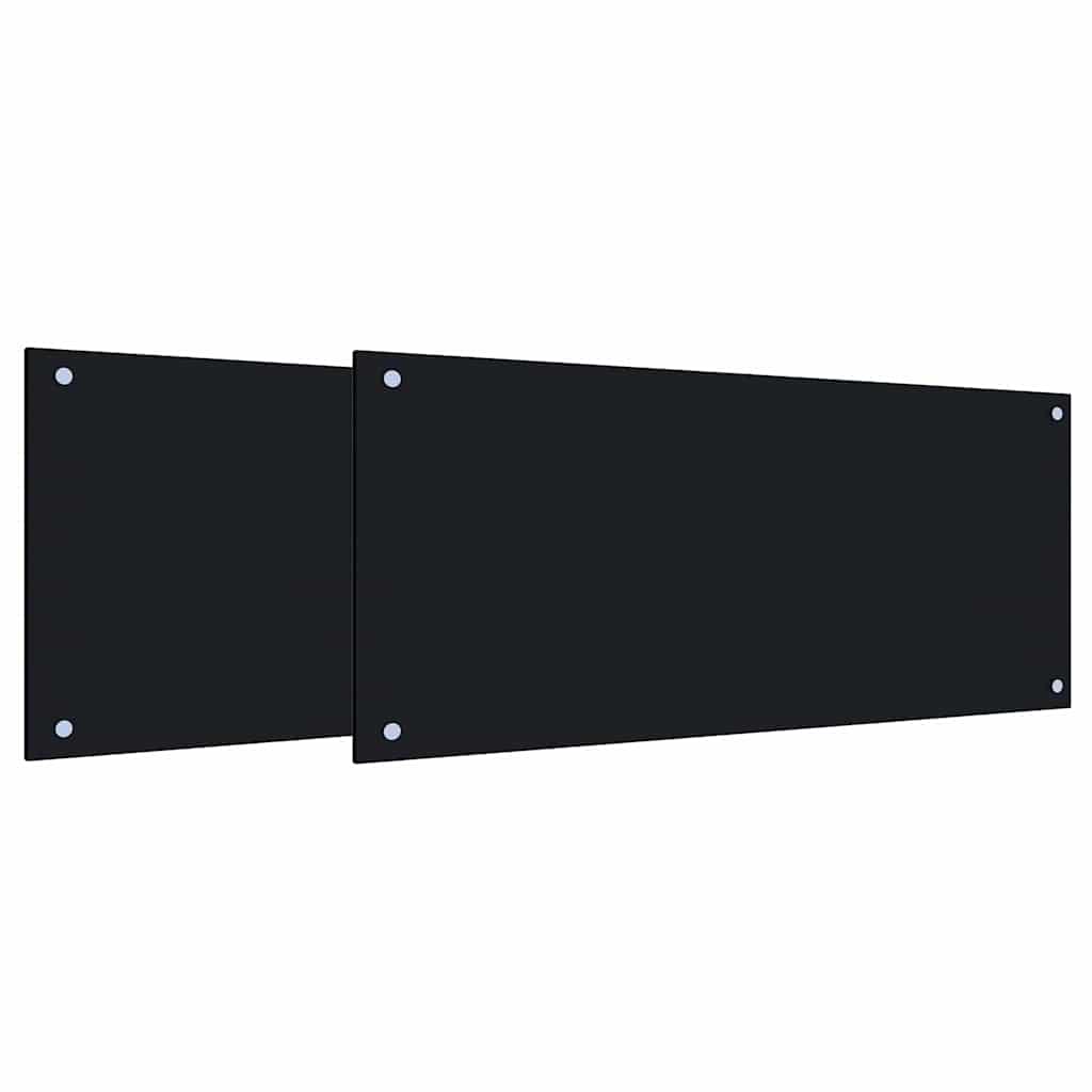 Kuchyňský Obklad 2 Ks Černá 90 X 40 Cm Tvrzené Sklo