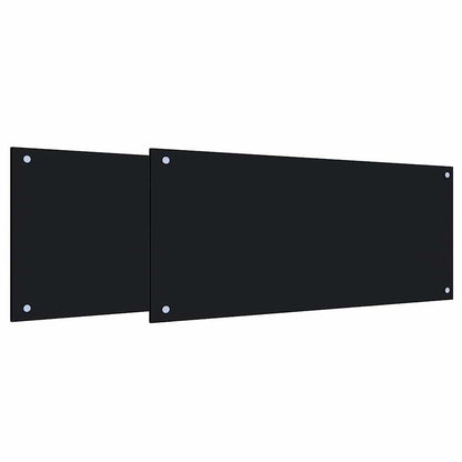 Kuchyňský Obklad 2 Ks Černá 90 X 40 Cm Tvrzené Sklo