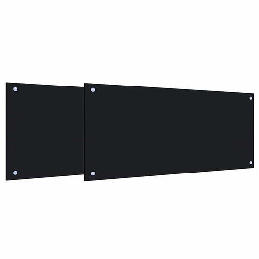 Kuchyňský Obklad 2 Ks Černá 90 X 40 Cm Tvrzené Sklo