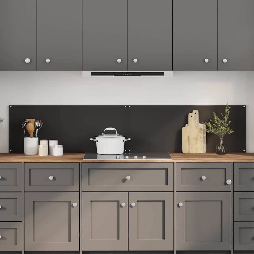 Kuchyňský Obklad 2 Ks Černá 100 X 40 Cm Tvrzené Sklo