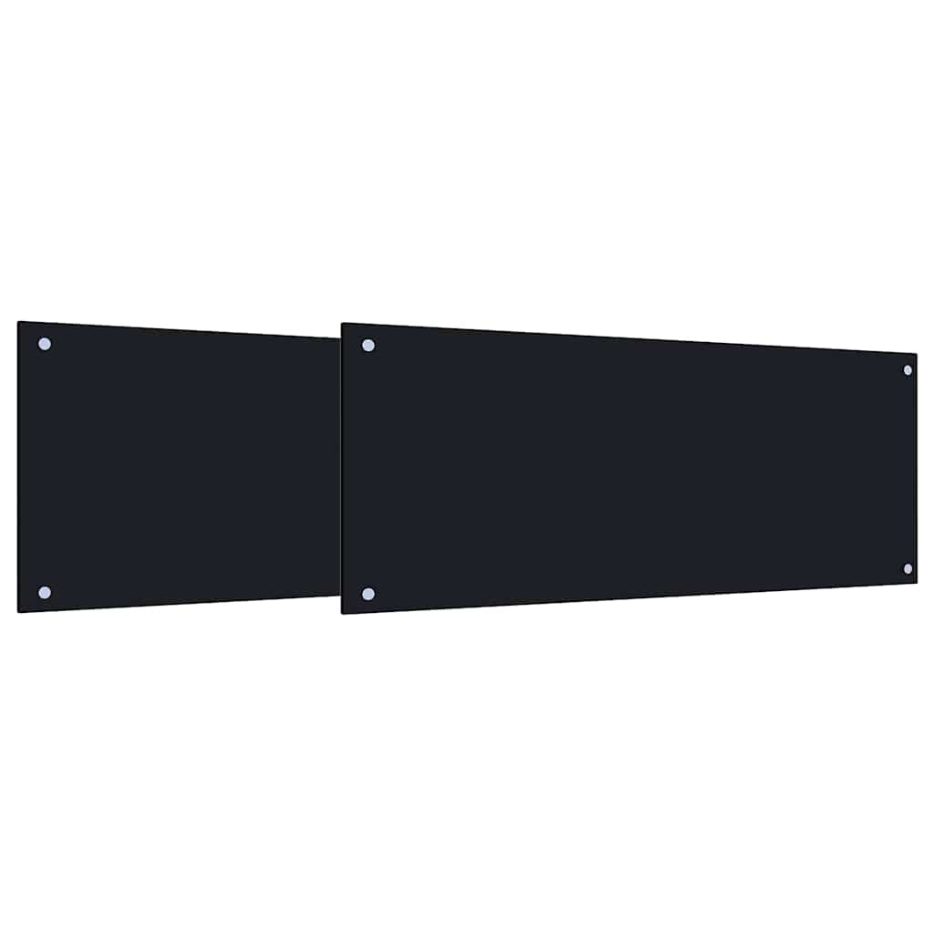 Kuchyňský Obklad 2 Ks Černá 100 X 40 Cm Tvrzené Sklo