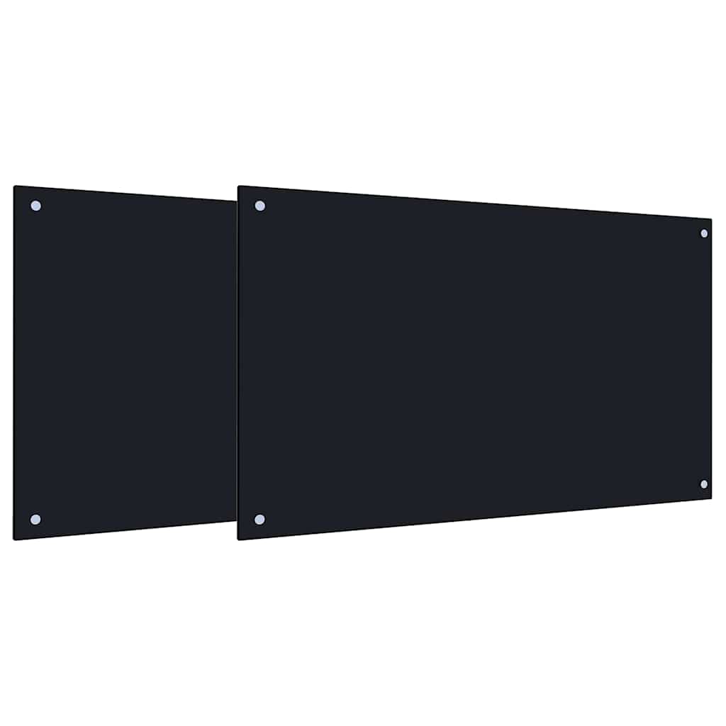 Kuchyňský Obklad 2 Ks Černá 100 X 60 Cm Tvrzené Sklo