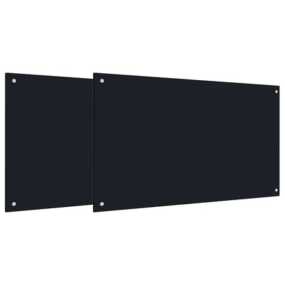 Kuchyňský Obklad 2 Ks Černá 100 X 60 Cm Tvrzené Sklo