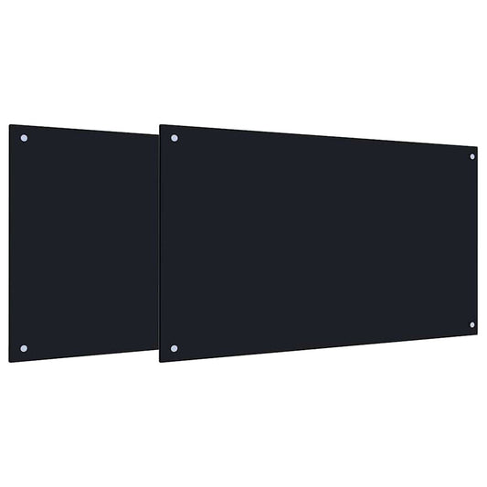Kuchyňský Obklad 2 Ks Černá 100 X 60 Cm Tvrzené Sklo