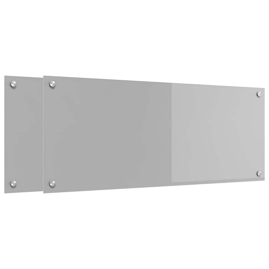 Kuchyňský Obklad 2 Ks Světle Šedá 100 X 40 Cm Tvrzené Sklo