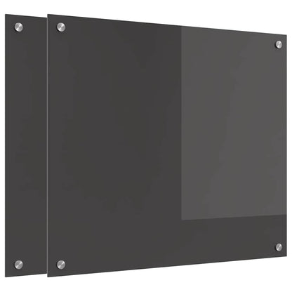 Kuchyňský Obklad 2 Ks Tmavě Šedá 70 X 60 Cm Tvrzené Sklo