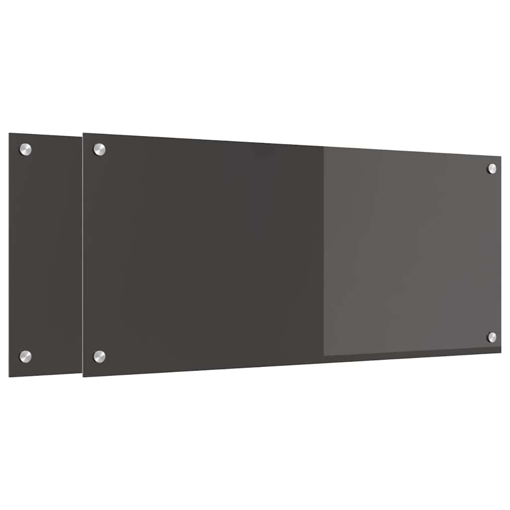 Kuchyňský Obklad 2 Ks Tmavě Šedá 90 X 40 Cm Tvrzené Sklo