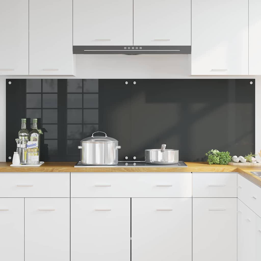 Kuchyňský Obklad 2 Ks Tmavě Šedá 90 X 60 Cm Tvrzené Sklo