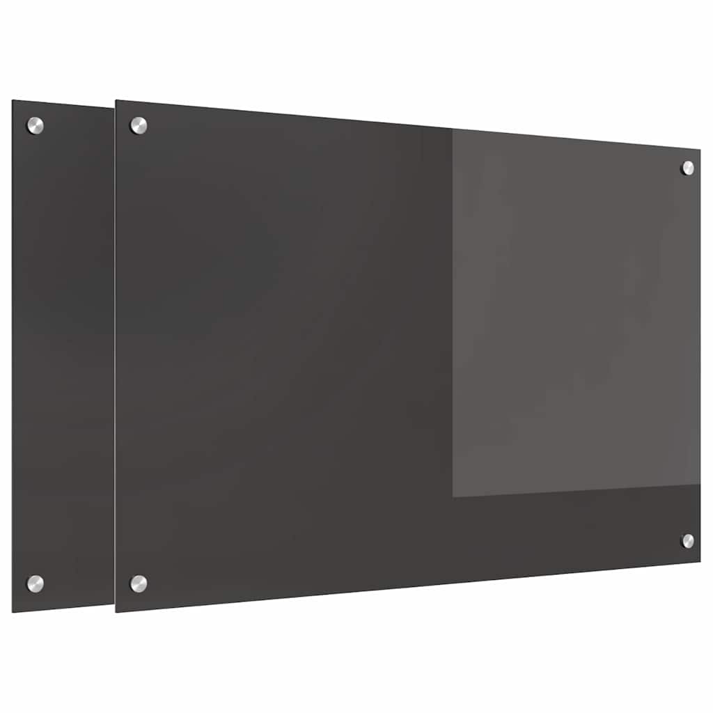 Kuchyňský Obklad 2 Ks Tmavě Šedá 90 X 60 Cm Tvrzené Sklo